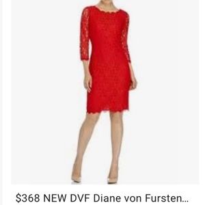 DVF Red lace dress perfect for Valentine’s Day!